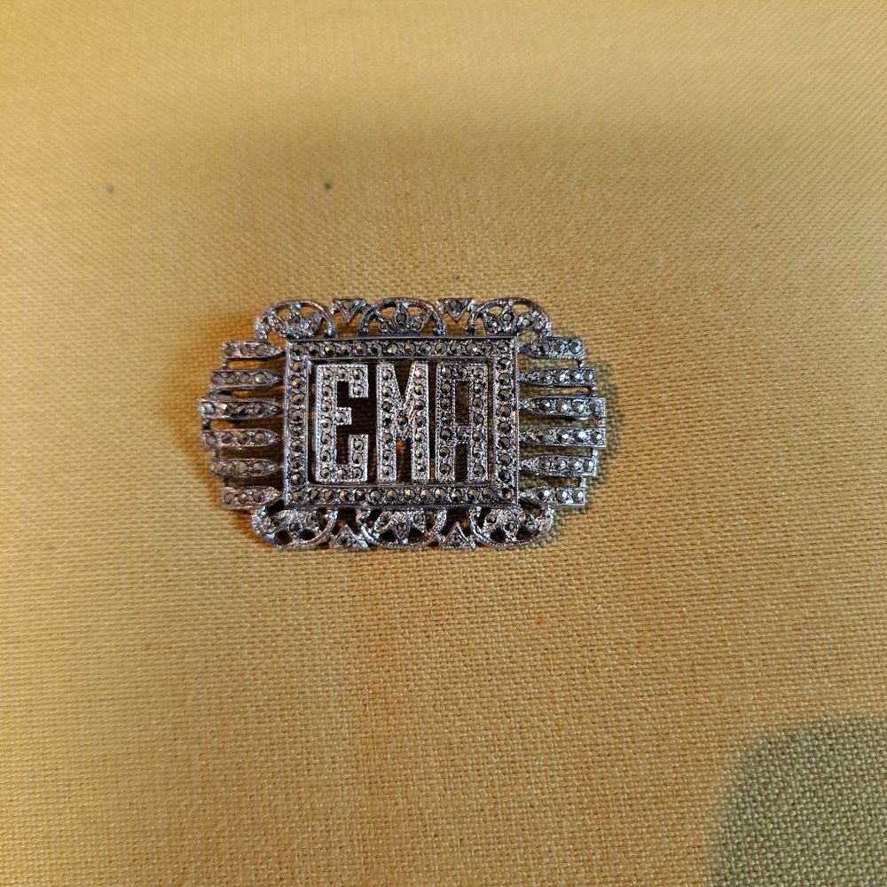 Deco Marcasite Initial Brooch